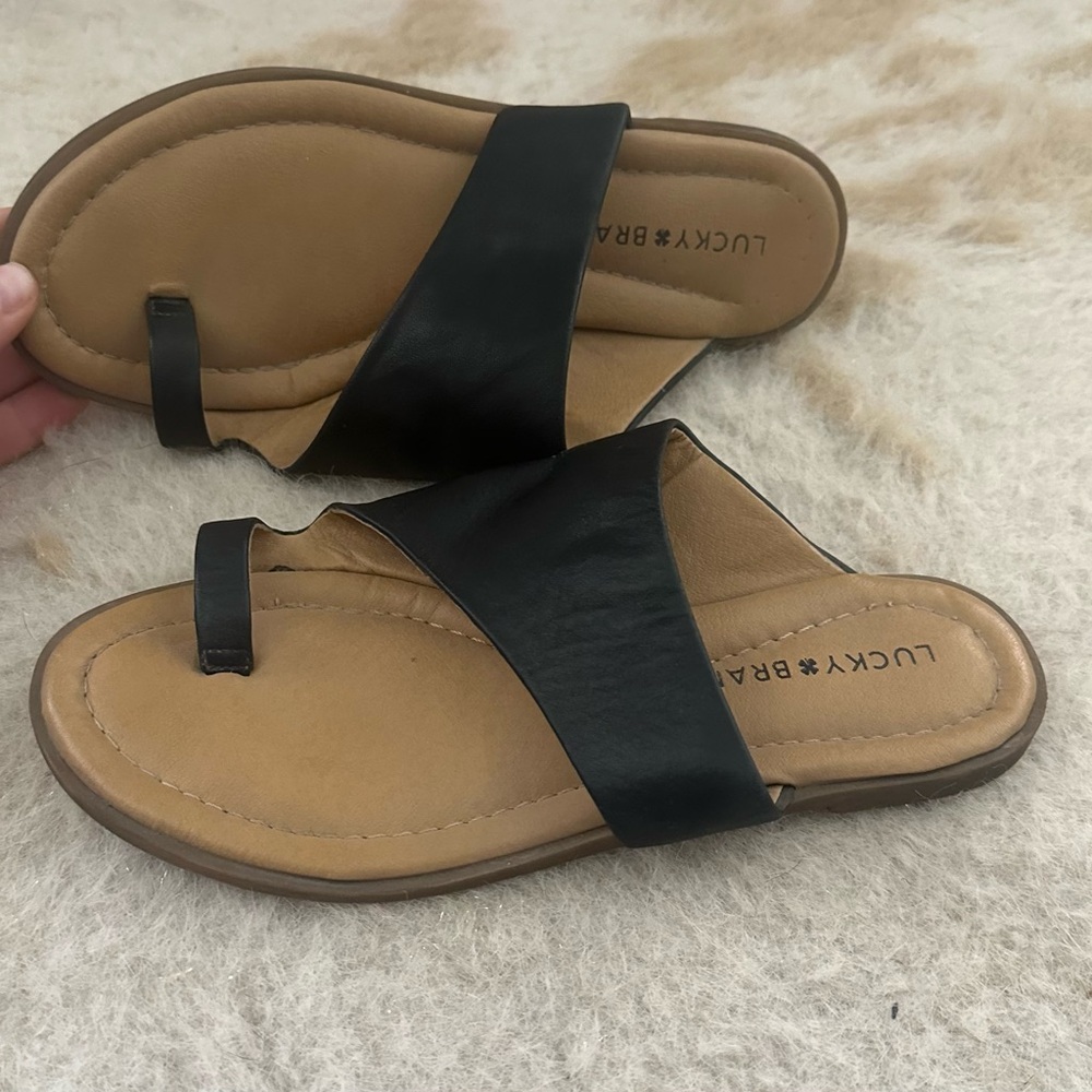 Lucky Brand Black and Tan Women's Sandals